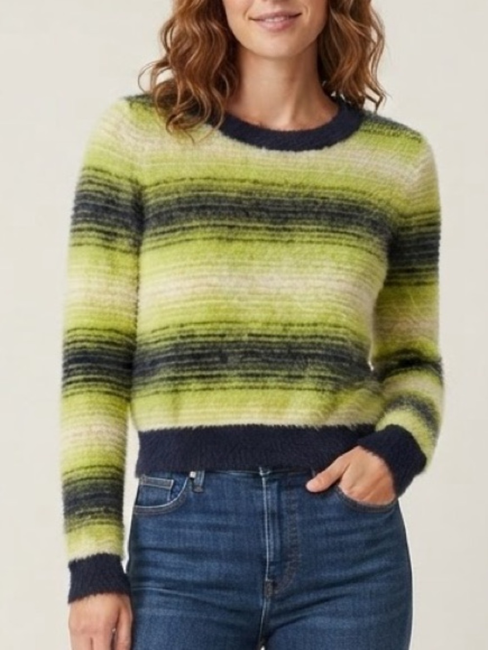 Aritzia Sunday Best Sz S Kitten Fuzzy Soft Striped Colorful Sweater